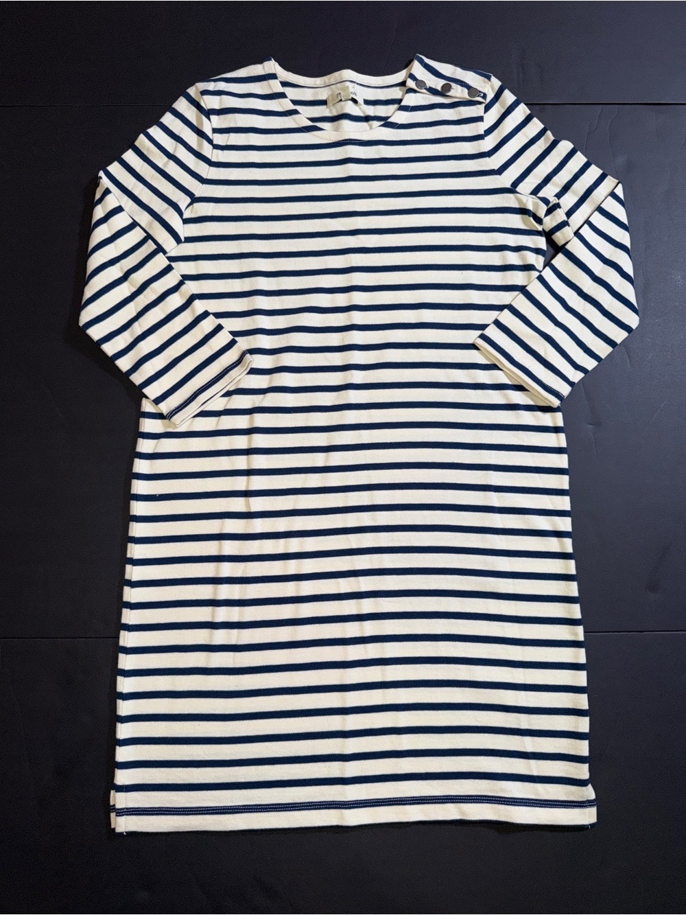 Madewell Navy Blue and White Striped Breton Dress XS